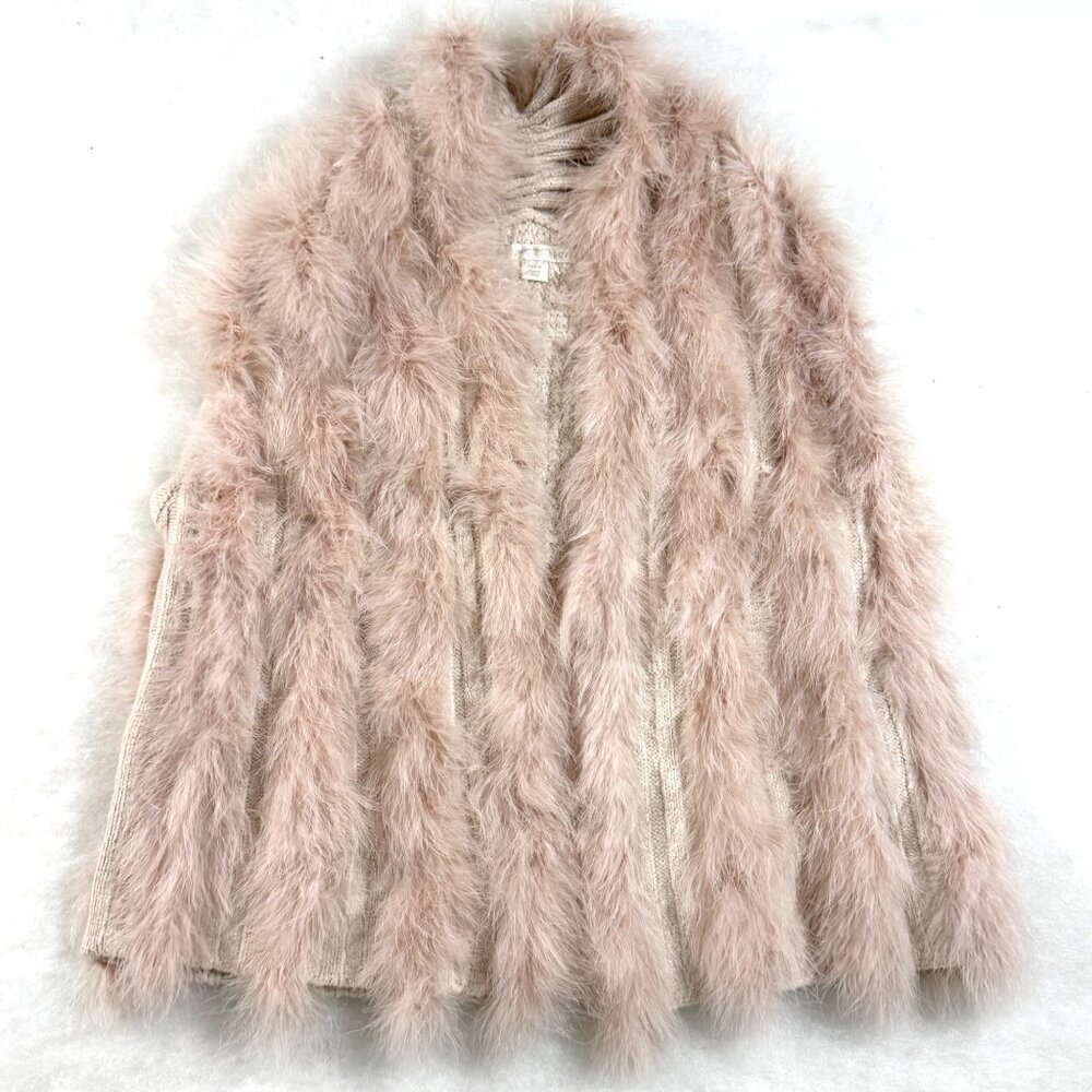 Boston Proper M Faux Fur Vest Marabou Feathers Blush Pink Ethereal‎ Upscale Glam